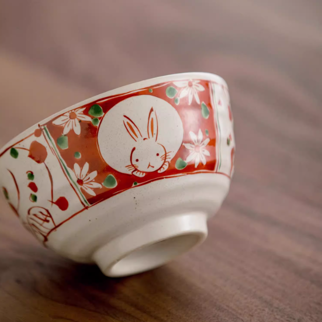 Mino Ware Fuka Rabbit Ceramic Bowl Set of Five