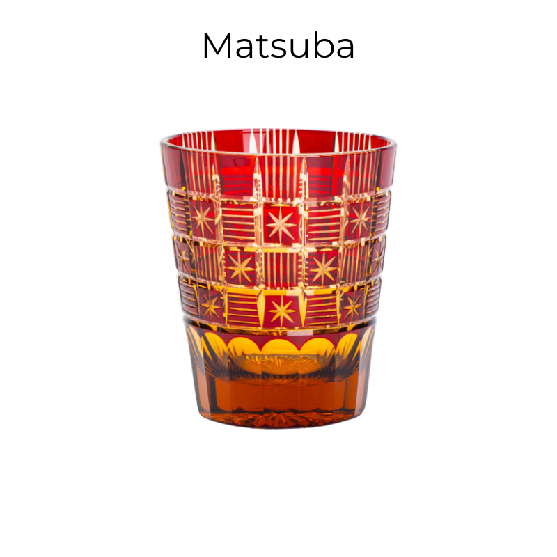 Edo Kiriko Handcrafted Akane Komon Whisky Glass Collection