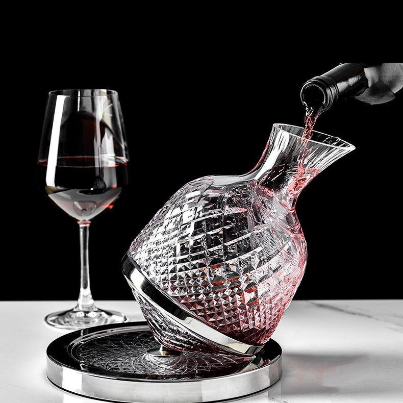 Luxury 360° Rotating Crystal Hand Blown Wine Decanter - MASU