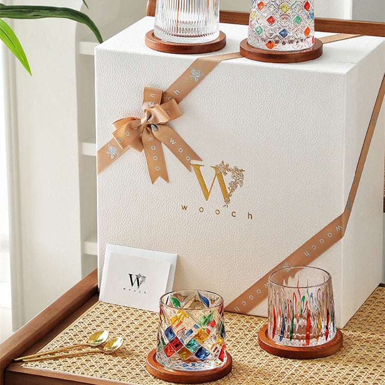 Rotating Multi Color Stained Whisky Glass With Gift Box