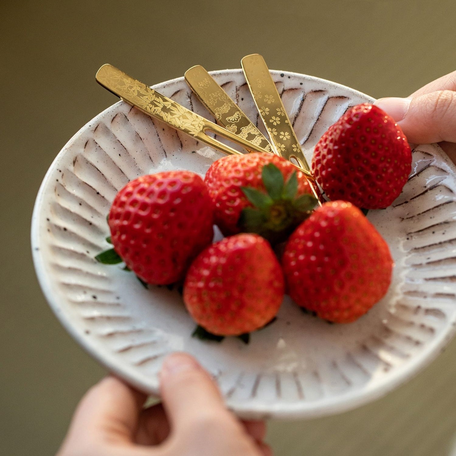 Golden Japanese Dessert Fork Collection