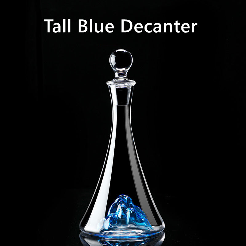 Crystal Glass Blue Stem Burgundy Wine Glass With Blue Mountain Wine Decanter Sets - MASU