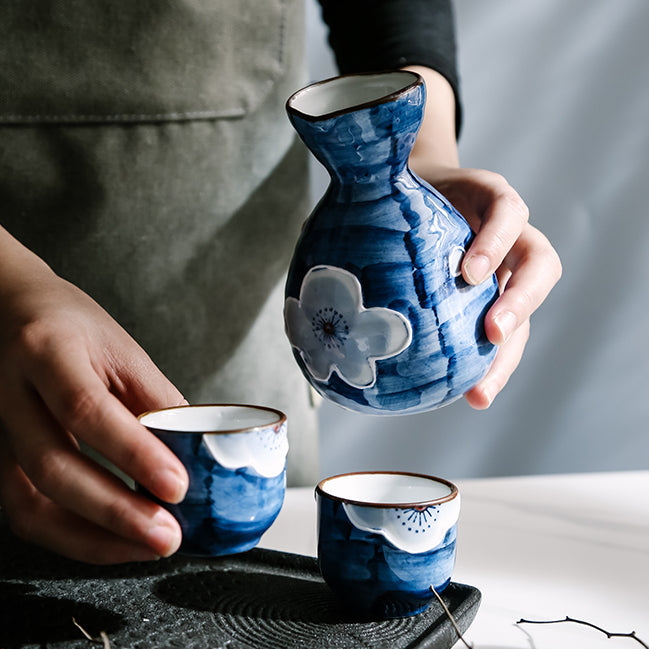 Japanese Sakura Handcrafted Ceramic Sake Sets