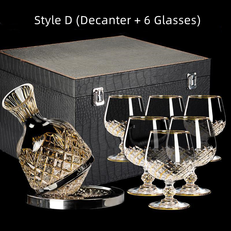 Cristal D'Arques Golden Vine Crystal Wine Glasses With Decanter Sets - MASU