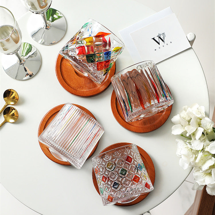 Rotating Multi Color Stained Whisky Glass With Gift Box