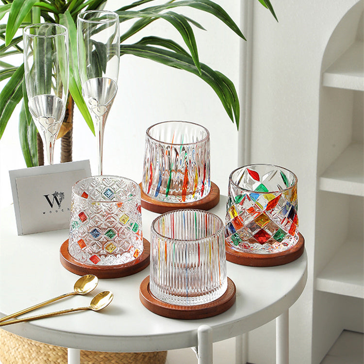 Rotating Multi Color Stained Whisky Glass With Gift Box