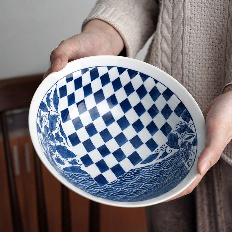 Japanese Mino Ware Imari Series Handcrafted Imperial Ramen Bowl