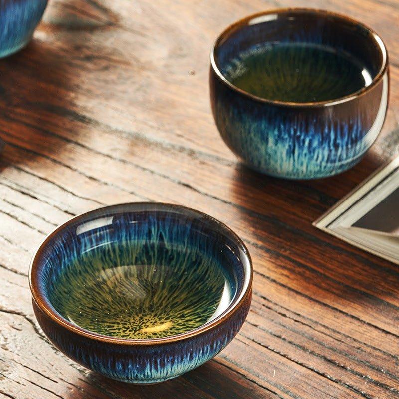 Japanese Gloss Glazed Blue Ceramic Tea Cups