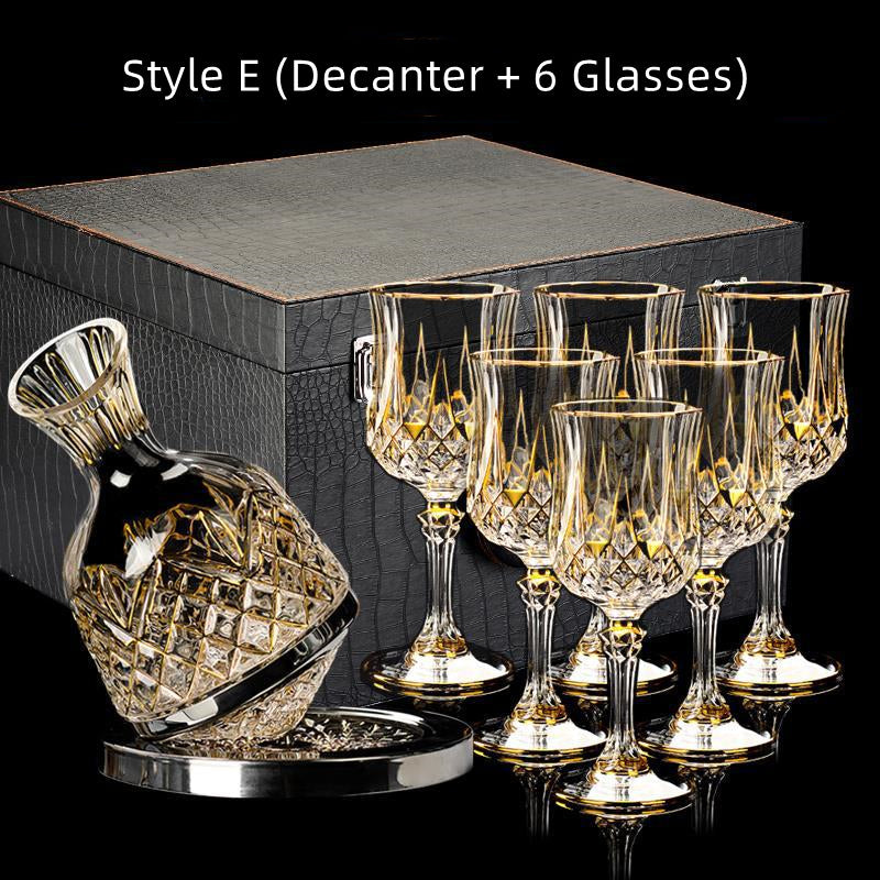 Cristal D'Arques Golden Vine Crystal Wine Glasses With Decanter Sets - MASU