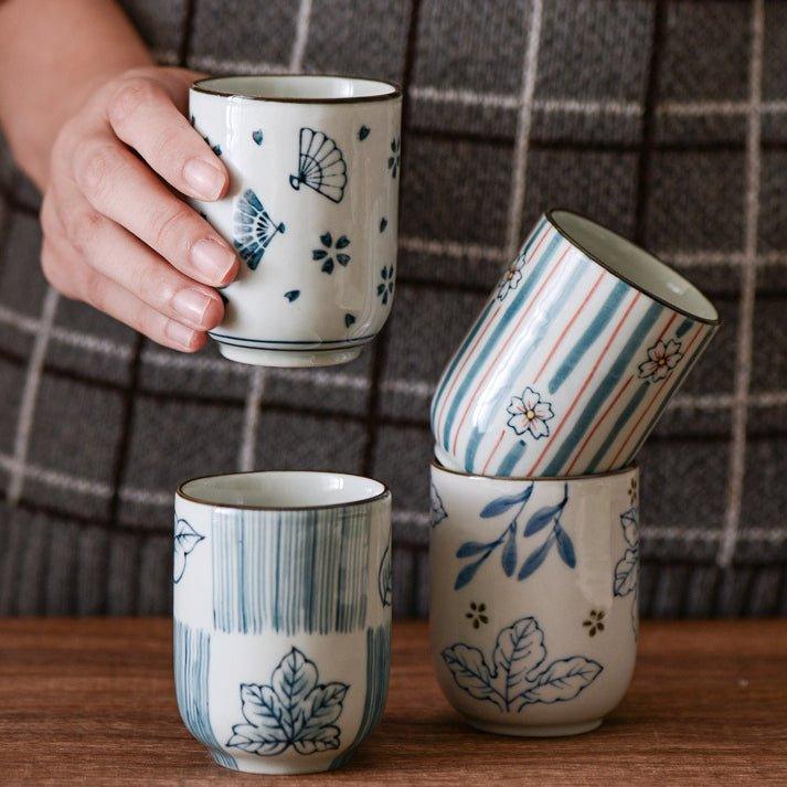 Japanese Hand-painted Ceramic Straight Body Tea Cups