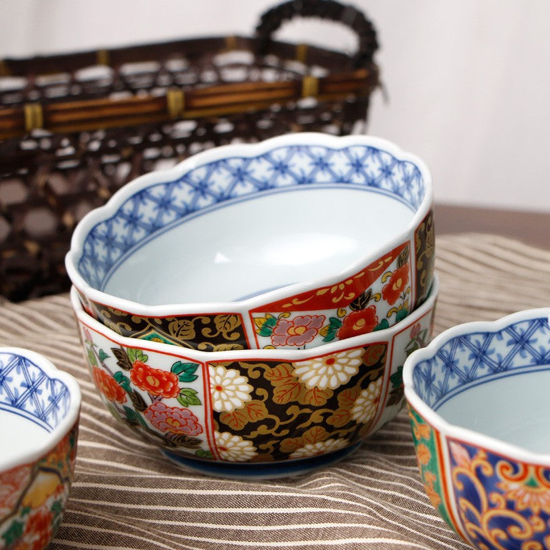 Japanese Handcrafted Mino Ware Court Dyed Bowls Set Of Five