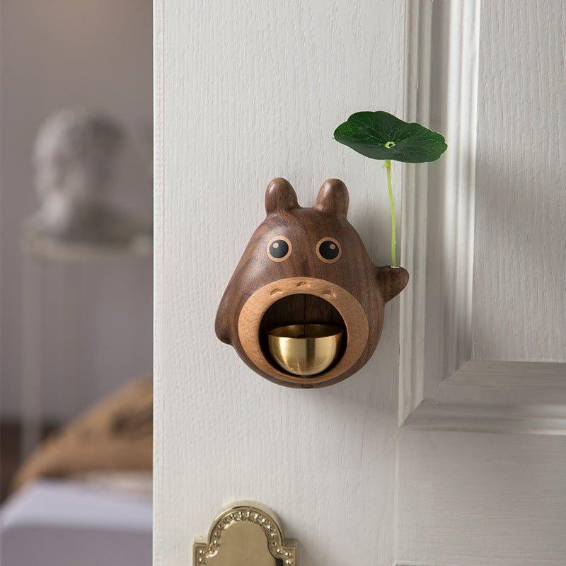 Handcrafted Wooden Totoro Doorbell With Metal Chime