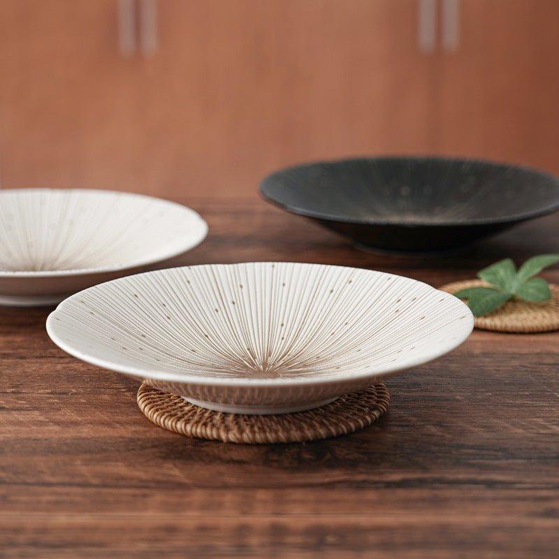 Handcrafted Japanese Mino Ware Ceramic Wrinkled Plates