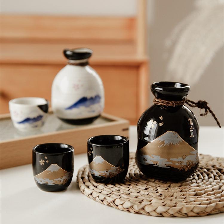 Japanese Fuji Themed Handcrafted Ceramic Sake Gift Sets