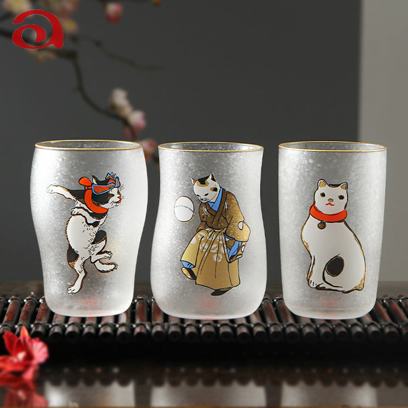 Aderia Edo Neko Frosted Glass Beer Mug Gift Set