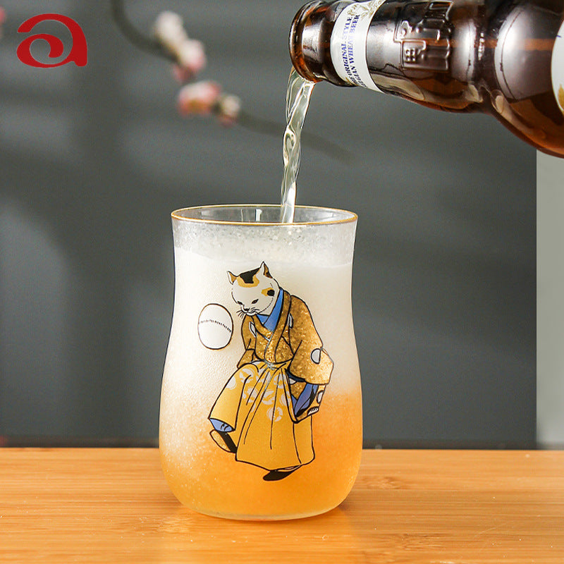 Aderia Edo Neko Frosted Glass Beer Mug Gift Set