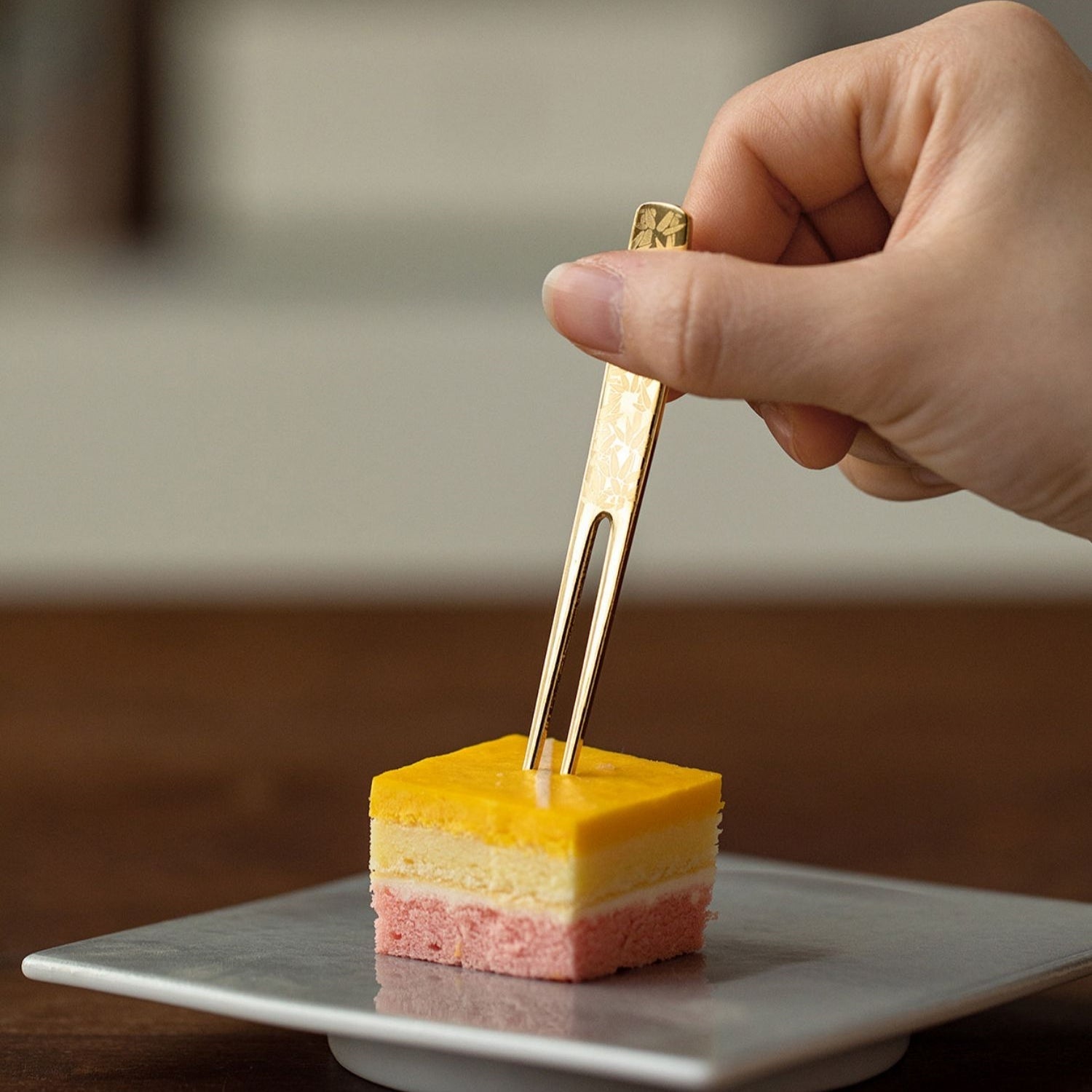 Golden Japanese Dessert Fork Collection