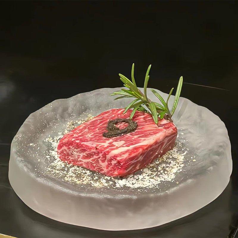 Japanese Rounded Frosty Glass Serving Plate