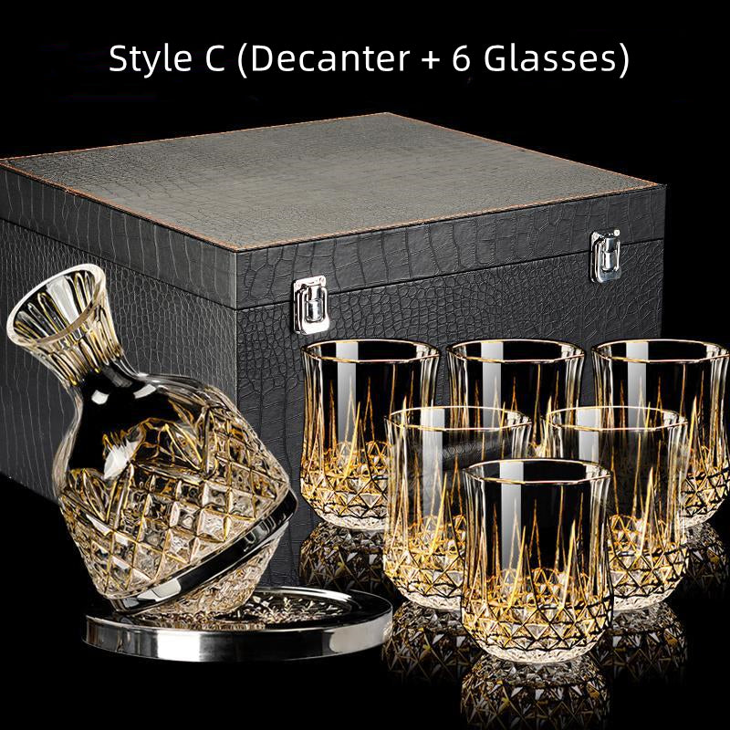 Cristal D'Arques Golden Vine Crystal Wine Glasses With Decanter Sets - MASU
