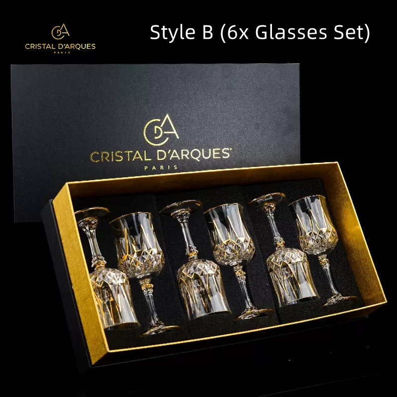 Cristal D'Arques Golden Vine Crystal Wine Glasses With Decanter Sets - MASU