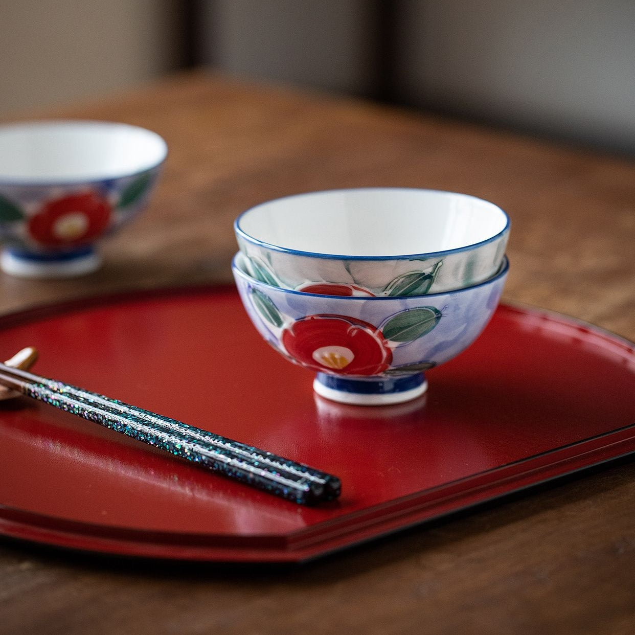 Hatsuichi Mino Ware Handcrafted Floral Bowl Set of Five