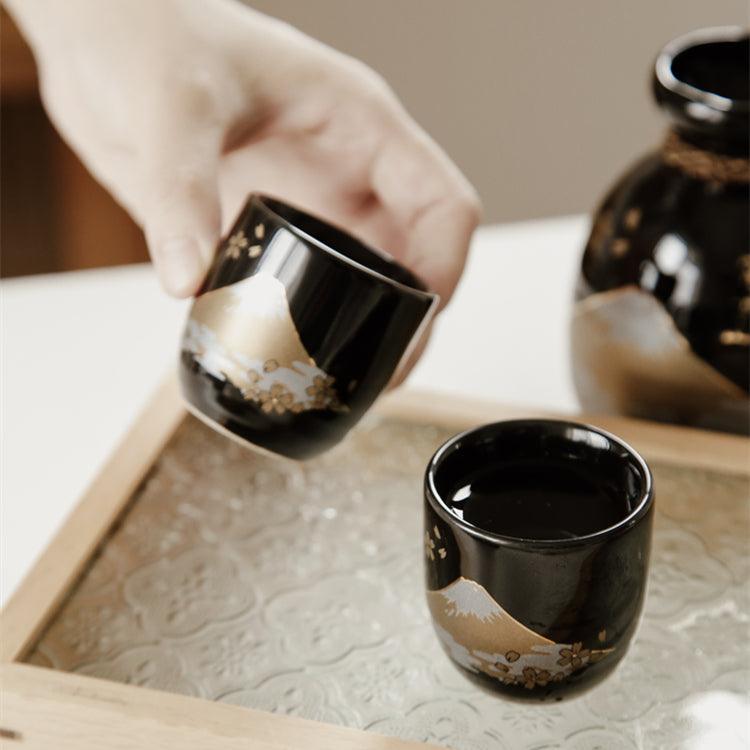 Japanese Fuji Themed Handcrafted Ceramic Sake Gift Sets