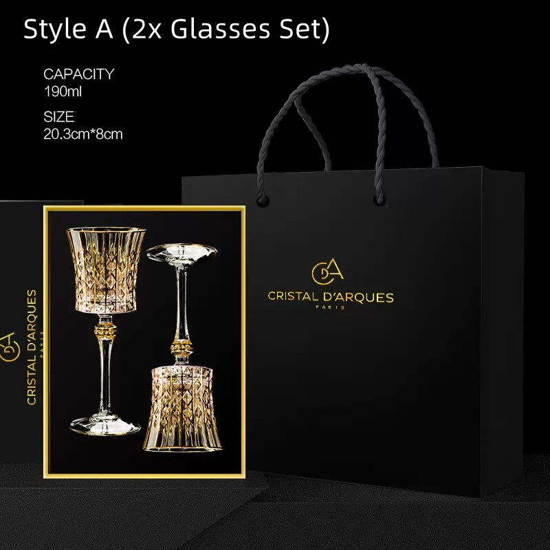 Cristal D'Arques Golden Vine Crystal Wine Glasses With Decanter Sets - MASU