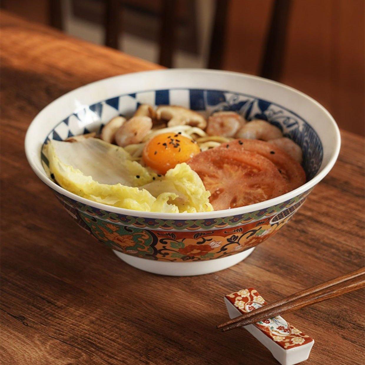 Japanese Mino Ware Imari Series Handcrafted Imperial Ramen Bowl