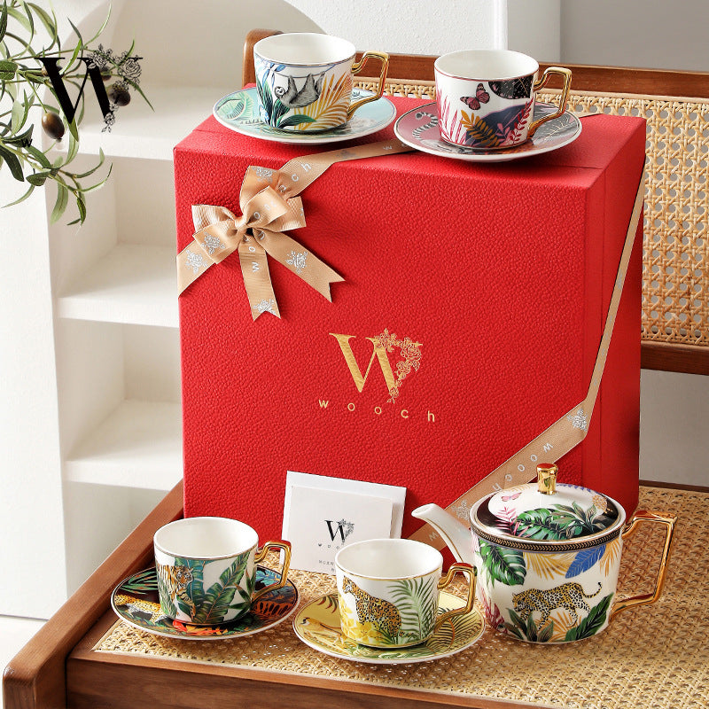 Handcrafted Rainforest Theme Ceramic Tea Cup Gift Sets