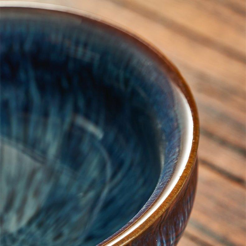 Japanese Gloss Glazed Blue Ceramic Tea Cups