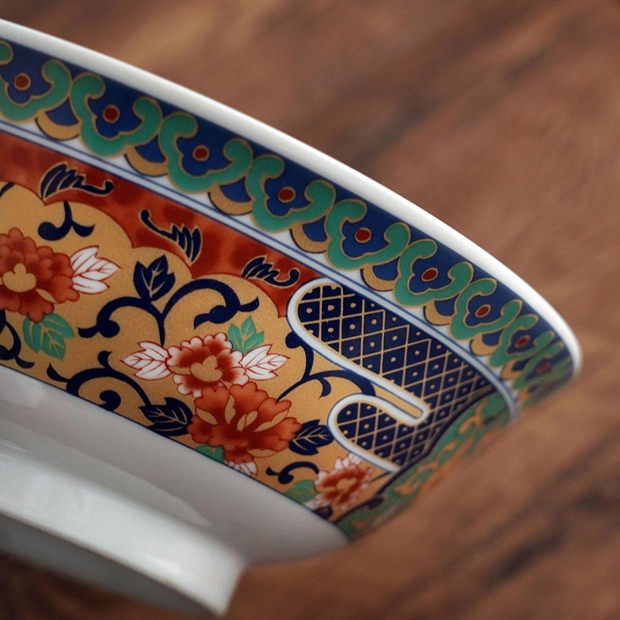 Japanese Mino Ware Imari Series Handcrafted Imperial Ramen Bowl