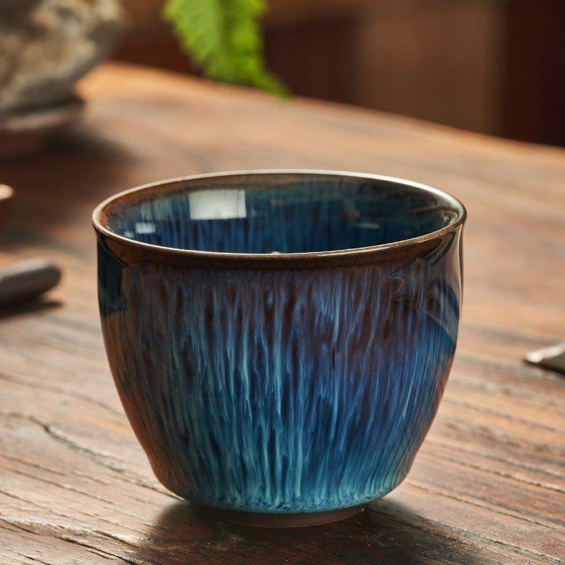 Japanese Gloss Glazed Blue Ceramic Tea Cups - MASU