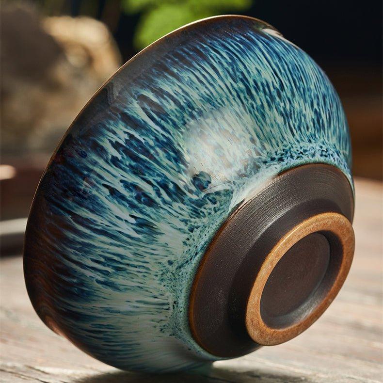 Japanese Gloss Glazed Blue Ceramic Tea Cups