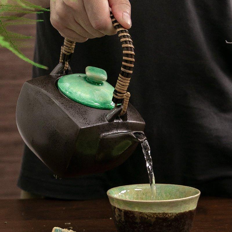 Japanese Mino Ware Handcrafted Ceramic Jade Tea Gift Set