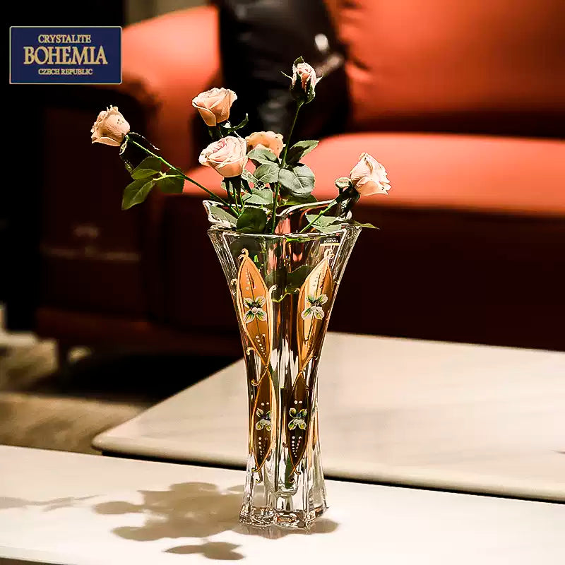 Bohemian Enamel And Gold Crystal Lily Vase