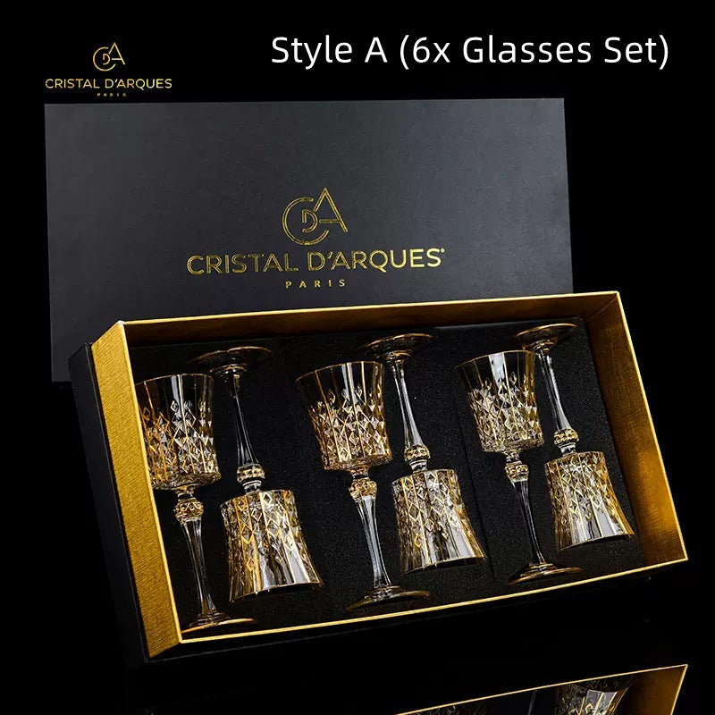 Cristal D'Arques Golden Vine Crystal Wine Glasses With Decanter Sets - MASU