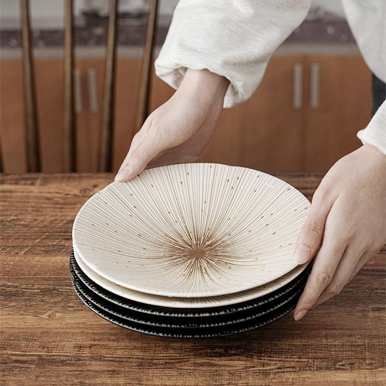 Handcrafted Japanese Mino Ware Ceramic Wrinkled Plates
