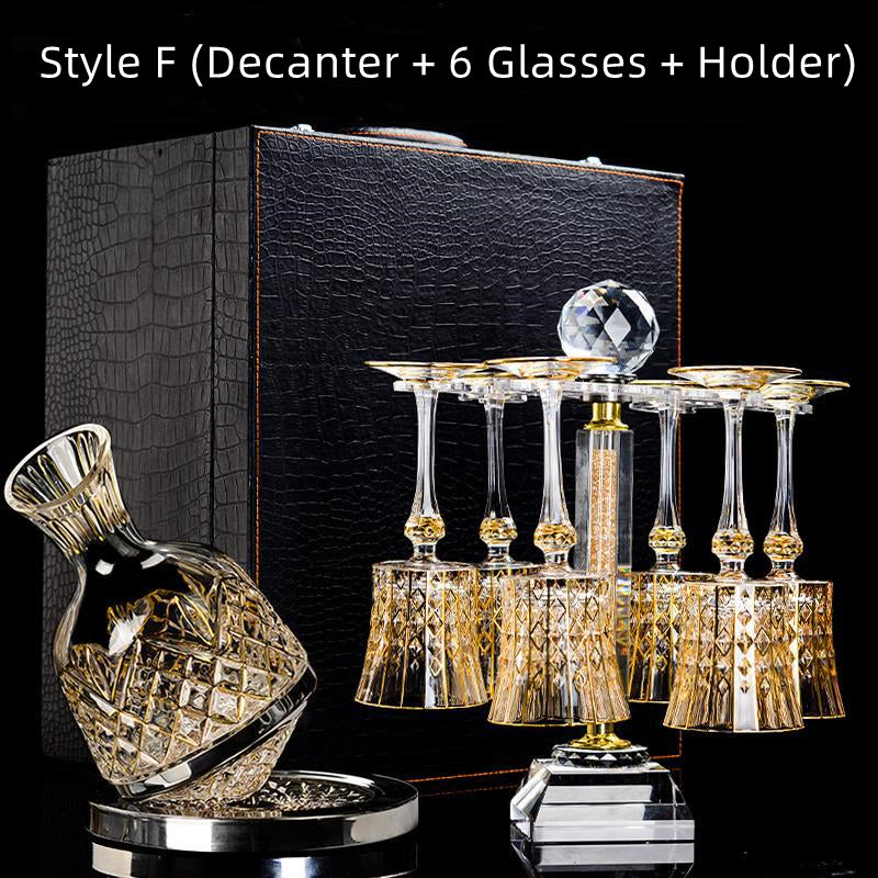 Cristal D'Arques Golden Vine Crystal Wine Glasses With Decanter Sets - MASU