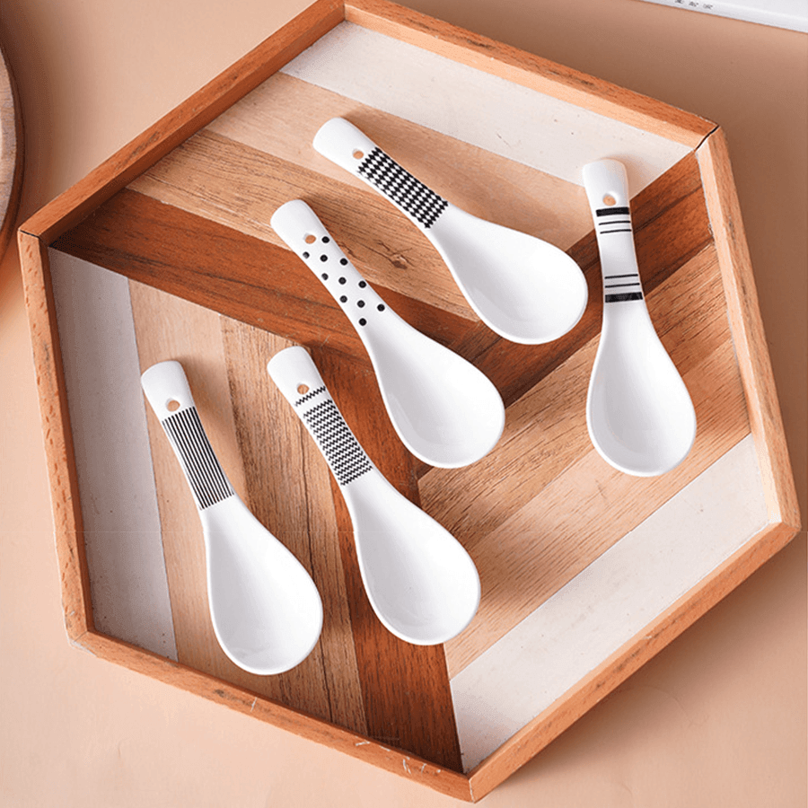 Oriental Ceramic Utensil Set With Shamoji (Rice Paddle)