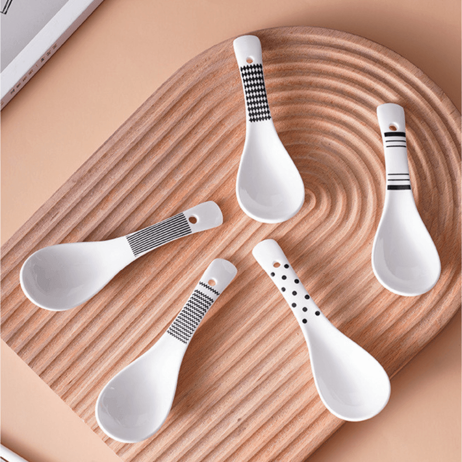 Oriental Ceramic Utensil Set With Shamoji (Rice Paddle)