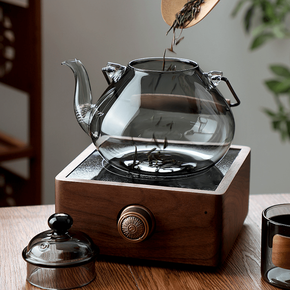 Wood And Glass Fusion Tea Cups Set
